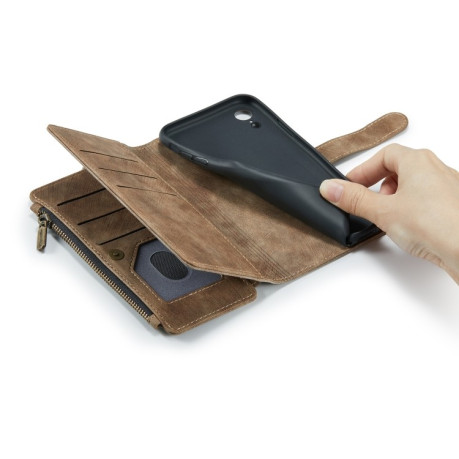 Шкіряний чохол-гаманець CaseMe-C30 для iPhone XR - коричневий