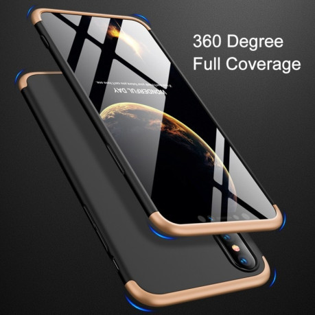 Чохол GKK Three Stage Splicing Full Coverage Case на iPhone XS Max-чорно-золотий