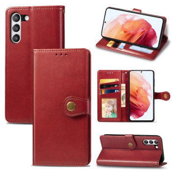 Чехол- книжка Retro Solid Color на Samsung Galaxy S21 FE  - красный