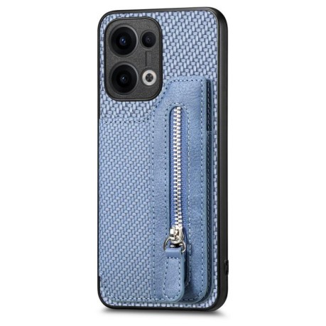 Противоударный чехол Carbon Fiber Horizontal Flip Zipper Wallet для OPPO Reno13 5G - синий