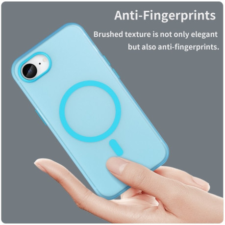 Протиударний чохол MagSafe Frosted Translucent TPU+PC для iPhone 16e - синій