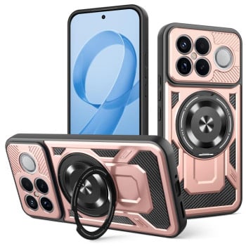 Протиударний чохол Armor Rotating Holder MagSafe на Xiaomi Redmi K90 Pro Max / Poco F8 Ultra — рожеве золото