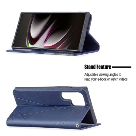 Чехол-книжка Rhombus Texture для Samsung Galaxy S22 Ultra 5G - синий