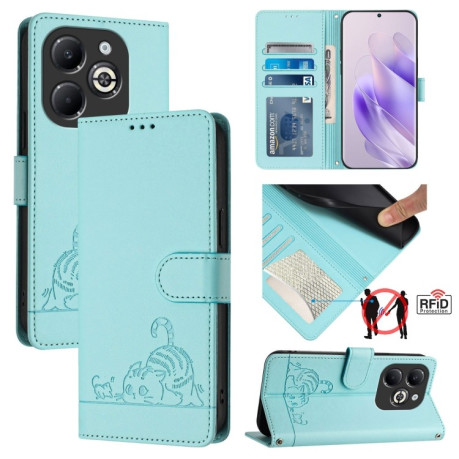 Чехол-книжка Cat Embossing Pattern на Infinix Smart 8 Plus / 8 Pro. - зеленый