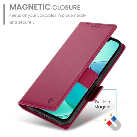 Чехол-книжка Side Buckle Magnetic Frosted Leather для iPhone 16e - винно-красный
