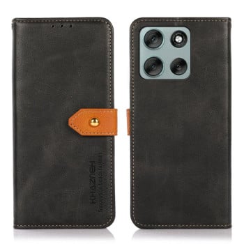 Чохол-книжка KHAZNEH Dual-color із фактурою Cowhide на Motorola Moto G56 5G - чорний