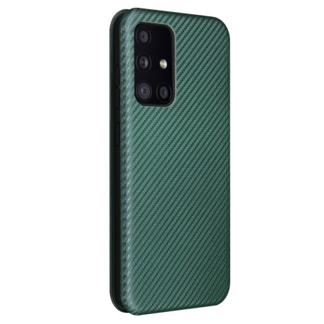 Чехол-книжка Carbon Fiber Texture на Samsung Galaxy A52/A52s - зеленый