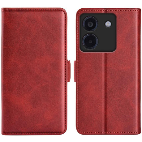 Чехол-книжка Dual-side Magnetic Buckle для Xiaomi Poco M7 Pro 5G - красный