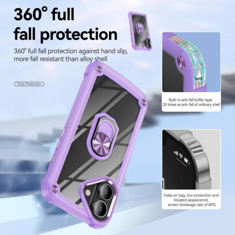 Противоударный чехол Acrylic Ring Holder на For iPhone 17 - фиолетовый
