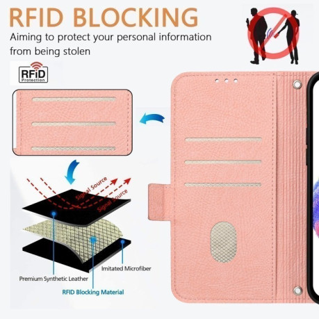 Чохол-книжка Embossed Rose RFID Anti-theft Leather для Xiaomi 14T - рожевий