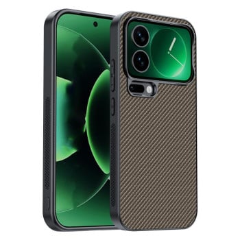 Противоударный чехол Carbon Fiber Texture Printing на Xiaomi 17 Pro — золотой