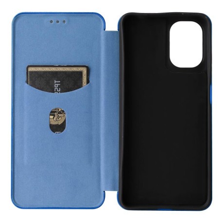 Чехол-книжка Carbon Fiber Texture на Motorola Moto G05 / E15 - синий