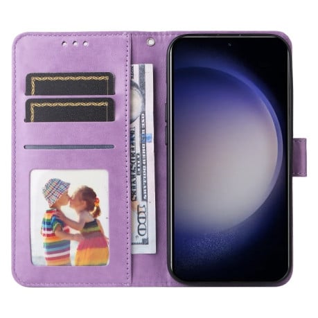 Чехол-книжка Embossed Sunflower для Samsung Galaxy S24 - фиолетовый