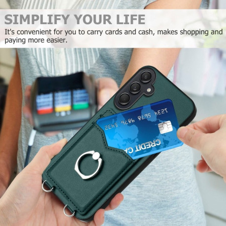 Протиударний чохол R20 Ring Card Holder для Samsung Galaxy M55/C55 5G - зелений