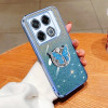 Противоударный чехол Plated Gradient Glitter Butterfly Holder для Infinix GT 20 Pro - голубой