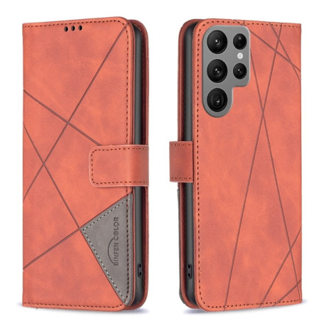 Чехол-книжка Rhombus Texture для Samsung Galaxy S25 Ultra 5G - коричневый