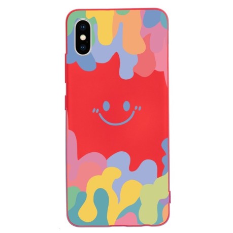 Противоударный чехол Painted Smiley Face для iPhone XR - красный