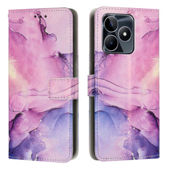 Чехол-книжка Painted Marble Pattern для Realme C53/C51/Narzo N53 - фиолетовый