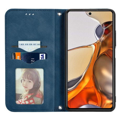 Чехол-книжка Retro Skin Feel Business Magnetic на Xiaomi Mi 11T / 11T Pro - синий