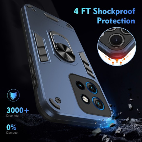 Ударозахисний чохол Shockproof Metal Ring Holder для Motorola Edge 50 Neo - синій