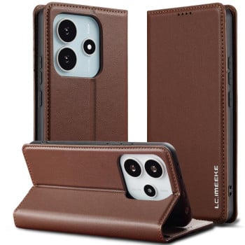 Чехол-книжка LCIMEEKE LC-001 Series для Xiaomi Redmi Note 14 4G 164.84mm - коричневий