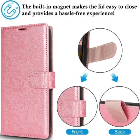 Чехол-книжка Peony Flowers Imprint Leather на Samsung Galaxy A36 - розовый