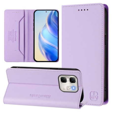 Чехол-книжка RC01 Dual-Folded Magnetic Suction RFID Leather на Infinix Hot 50i 5G / Smart 9 4G - фиолетовый