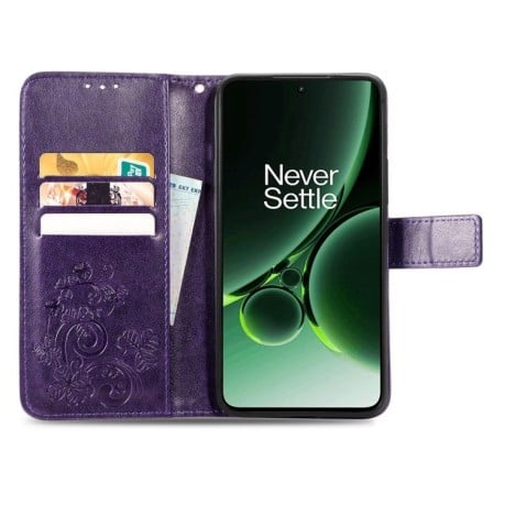 Чехол Four-leaf Clasp Embossed Buckle на OnePlus Nord 3 - фиолетовый