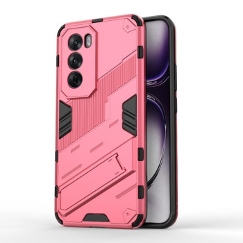 Противоударный чехол Punk Armor с подставкой на OPPO Reno 12 Global - светло-красный