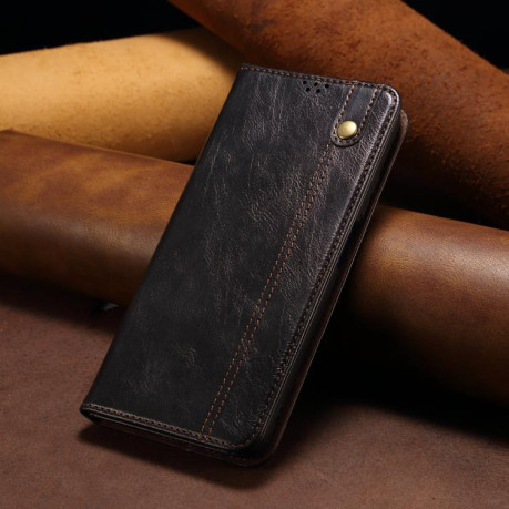 Чехол-книжка Simple Wax Crazy Horse для Motorola Edge 60 Fusion - черный