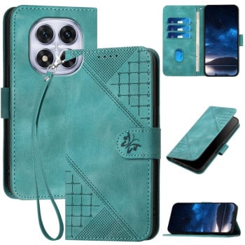 Чохол-книжка Grid Butterfly Embossed Pattern Flip Leather для Xiaomi Redmi Note 14 Pro 5G/Poco X7 - блакитний