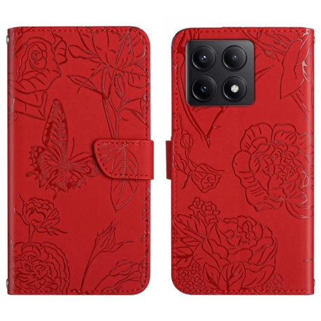 Чохол-книжка Embossed Butterfly для Xiaomi 14T Pro 5G Global - червоний