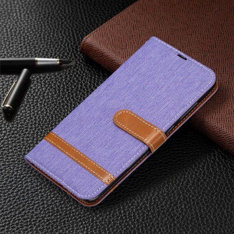 Чохол-книжка Color Matching Denim Texture на Xiaomi Redmi Note 9 - фіолетовий