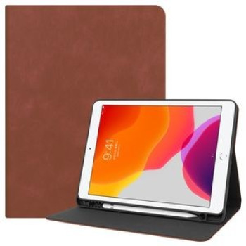 Кожаный чехол Cowhide Texture на iPad 9/8/7 10.2 (2019/2020/2021) с держателем для стилуса - коричневый