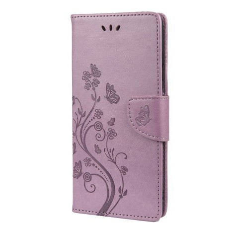 Чехол-книжка Butterfly Flower Pattern для Xiaomi Redmi 10 - фиолетовый