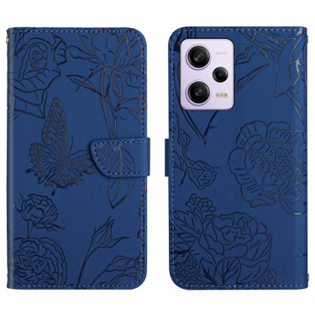 Чехол-книжка Skin Feel Butterfly Embossed для Xiaomi Redmi Note 12 Pro 5G/Poco X5 Pro - синий
