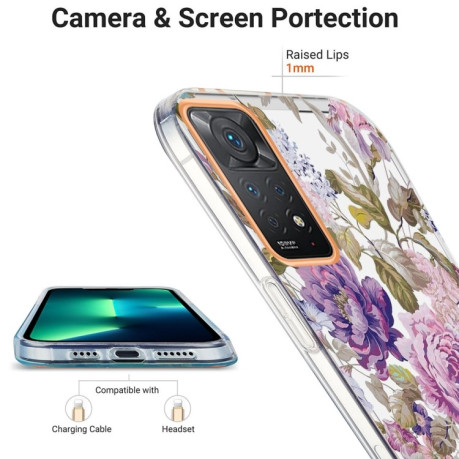 Протиударний чохол Ring IMD Flowers для Xiaomi Redmi Note 12 Pro 4G/11 Pro Global(4G/5G)/11E Pro- Purple Peony