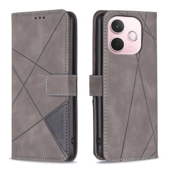 Чохол-книжка з фактурою Rhombus та магнітним хлястиком на OPPO A5 Pro 5G - сірий