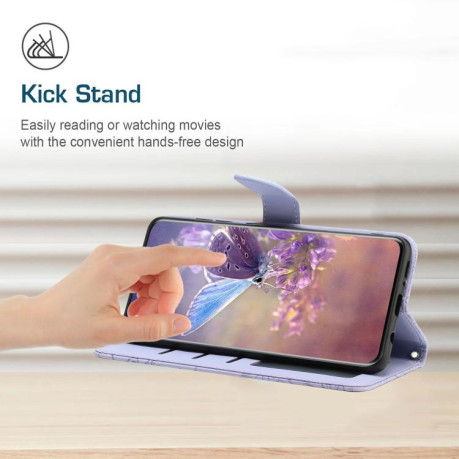 Чехол-книжка Skin Feel Butterfly Embossed для Infinix Note 50 Pro+ 5G - фиолетовый