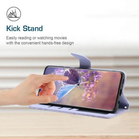 Чехол-книжка Embossed Butterfly для Samsung Galaxy M16 5G - фиолетовый