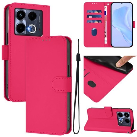 Чехол-книжка Skin Feel Solid Color Leather для Infinix Note 40 4G - пурпурно-красный