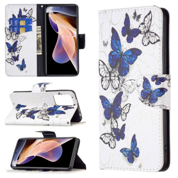 Чехол-книжка Colored Drawing Pattern для Xiaomi Redmi Note 11 Pro 5G (China)/11 Pro+ - Blue Butterflies