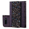 Кожаный чехол- книжка Crocodile Texture Glitter Powder на Samsung  Galaxy S10/G973-фиолетовый