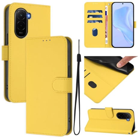 Чехол-книжка с мягким покрытием (Skin Feel) со шнурком на Xiaomi Poco M7 4G 169mm - желтый