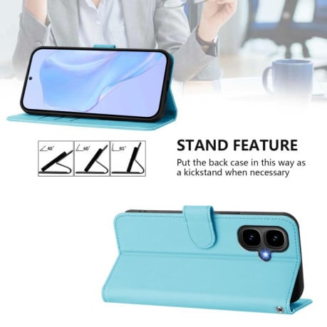 Чехол-книжка с мягким покрытием (Skin Feel) со шнурком на Infinix Smart 10 4G - голубой