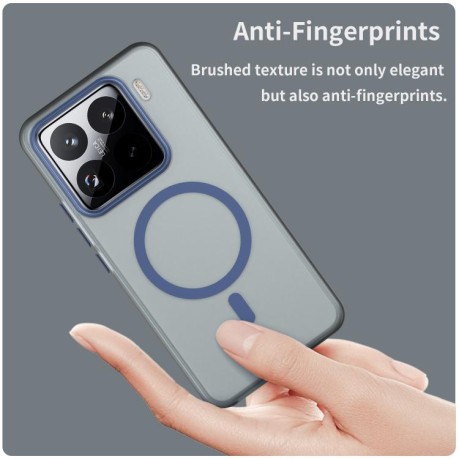 Противоударный чехол MagSafe Frosted Translucent TPU + PC для Xiaomi 15 Pro - синий