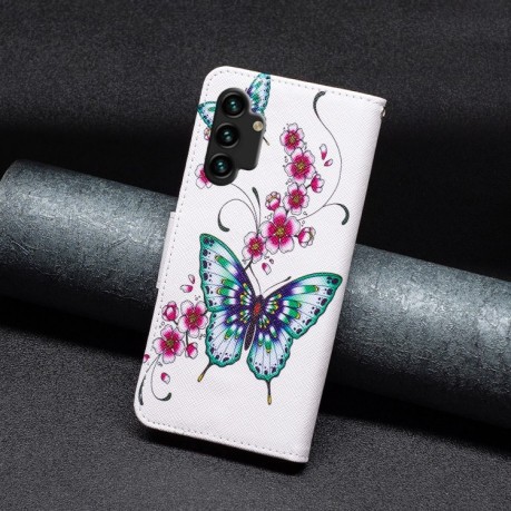 Чехол-книжка Colored Drawing Pattern для Samsung Galaxy A13 4G - Peach Blossom Butterfly