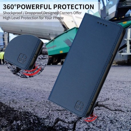 Чехол-книжка RC01 Dual-Folded Magnetic Suction RFID Leather на Infinix Hot 50i 5G / Smart 9 4G - синий
