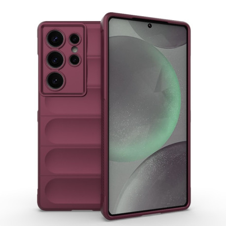 Силиконовый чехол Magic Flannel для Samsung Galaxy S25 Ultra 5G - винно-красный
