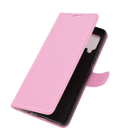 Чехол-книжка Litchi Texture на Samsung Galaxy A42 - розовый